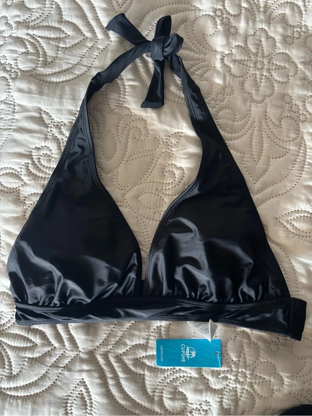 Cupshe Black Halter Shine Bikini Set